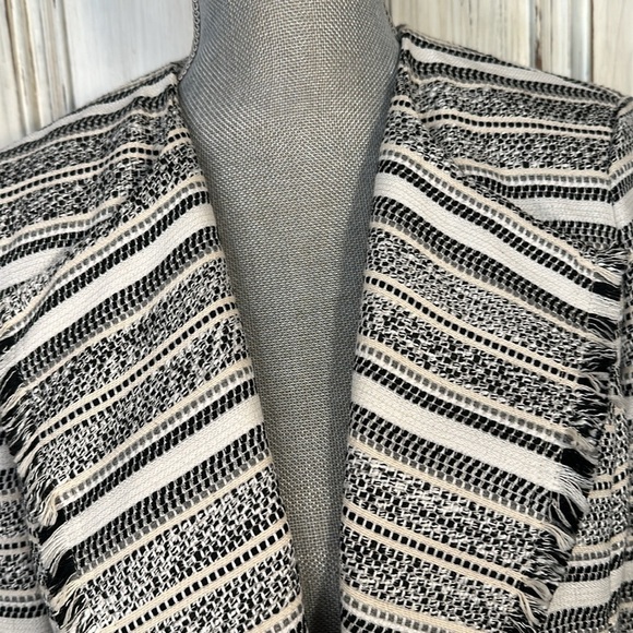 Jasper Cotton Wool Blend Stripe Tweed Raw Edged Lapels Corporate Jacket Size S - Picture 8 of 13